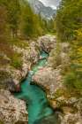 Slovenia, Triglav National Park, Soca River. Landscape with river in rocky gorge. Art Print